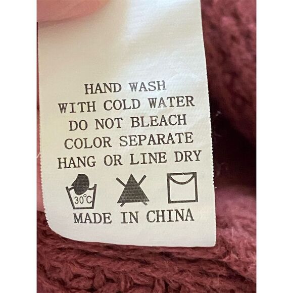 Dreamers Chunky Oversized V-Neck Pullover Sweater Dark Mauve Size Large - Picture 3 of 12